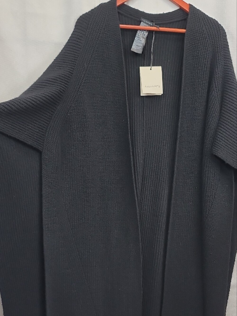All Saints Farren Maxi Length Ribbed Ruana Scarf OS - Picture 7 of 15